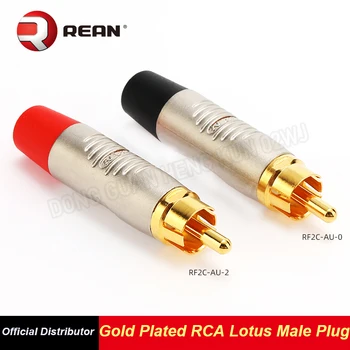 1 шт Позолоченный штекер Lotus RCA для аудио/видео RF2C-AU-0-BL черный/красный с хвостовиком