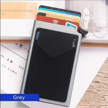 1 шт. Серый алюминиевый держатель для карт RFID Держатель для кредитных карт Автоматическая всплывающая коробка для банковских карт Мини-автомобильная упаковка