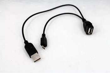 100 шт. Источник питания для хоста, кабель-адаптер Micro USB от мужчины к USB A для SAMSUNG/SONY Y Splitter, OTG-кабель 1 в 2