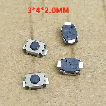 100ШТ 3x4x2 мм 2PIN smd тактильный кнопочный переключатель Micro key power тактильные переключатели 3x4x2 3*4 *2 ММ Легкое касание