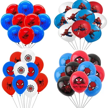 10шт Человек-паук, 12-дюймовые латексные воздушные шары, День Рождения Супергероя для детей, Украшения для вечеринки с Человеком-пауком, С Днем Рождения, Воздушный шар-паук