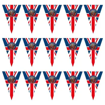 15шт Флаг Юнион Джек Треугольник Король Коронация Флаг Англии Король Чарльз Флаг Великобритании Для Нового Короля Подвесное Украшение