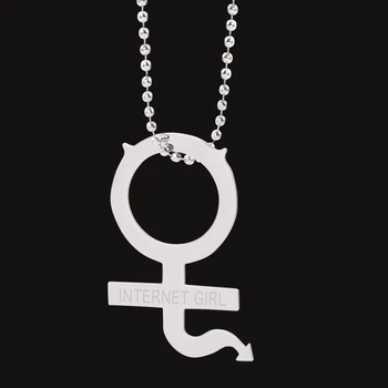 2021 Интернет-девушка, ожерелье дьяволицы, женский символ, ожерелья для готических девушек из нержавеющей стали, ювелирные изделия в стиле панк-хип-хоп