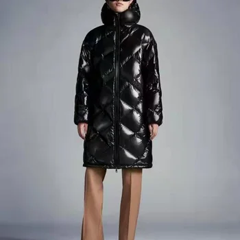 2022 Зимняя женская куртка с искусственным покрытием, свободный и теплый женский пуховик, одежда y2k, Новое высококачественное длинное пальто traf bra XL