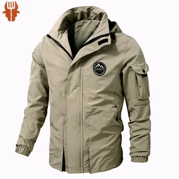2023 Новая Демисезонная Водонепроницаемая Повседневная куртка, пальто, мужская Военная куртка, Мужская Уличная куртка с капюшоном, Мужское пальто большого размера