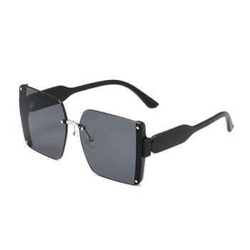 2023 Новые модные квадратные солнцезащитные очки без оправы Женские дизайнерские солнцезащитные очки Мужские ретро-очки большого размера