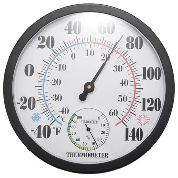 2X 10-дюймовый термометр для погоды в помещении/гигрометр для внутреннего дворика, настенный декоративный, батарейка не требуется
