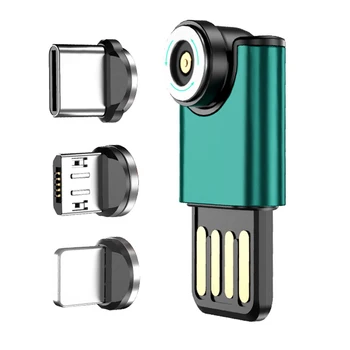 3 в 1 Мини-540 вращение магнитное зарядное устройство портативный USB магнитный адаптер конвертер подходит для типа-C от Apple компания Huawei Android телефон