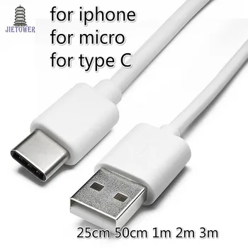 300шт Кабель USB C Type c для Huawei Samsung 8PIN USB-шнур для iPhone 2A адаптер Micro USB для телефона Android 25 см 50 см 1 м 2 м 3 м
