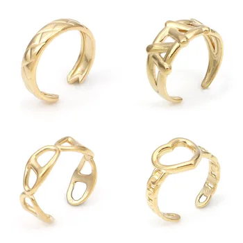 304 стильных открытых кольца из нержавеющей стали золотого цвета, Классическое регулируемое кольцо золотого цвета для мужчин и женщин, модный подарок около 18,5 мм