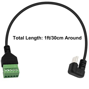3x USB 3.1 Type-C U-Образный разъем под углом 180 ° к 5-контактному/Позиционному винту Balun Shield Terminal Подключаемый Кабель-адаптер 1 ФУТ
