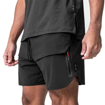 4 Цвета мужских спортивных коротких штанов для бега, занятий в тренажерном зале, фитнеса С карманами на молнии, водонепроницаемая износостойкая подвесная конструкция