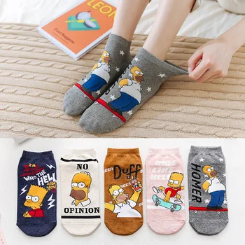 5 пар весенне-летних хлопчатобумажных мультяшных моноблоков, модных носков в стиле аниме с глубоким вырезом, лодочек