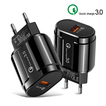 50шт 18 Вт QC3.0 Быстрая Зарядка EU US Plus Мобильный телефон USB Быстрая Зарядка для iPhone 11 Pro Xs X 8 7 6s Plus Samsung Настенное Зарядное Устройство