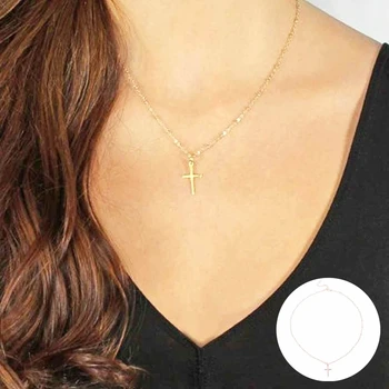 Delysia King, Женское простое модное ожерелье с крестом, Элегантный темперамент, индивидуальность, Позолоченная цепочка на ключицу из бисера