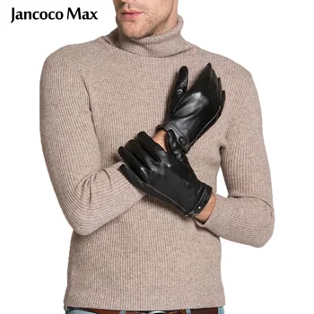 Jancoco Max Черные Перчатки из натуральной овчины для мужчин, Новый модный бренд, уличные варежки с сенсорным экраном, зимние теплые S2024