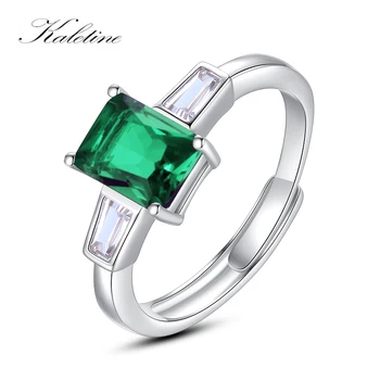 KALETINE Минималистичные Открытые кольца для пальцев из стерлингового серебра 925 пробы с милым зеленым кубическим цирконием, Обручальные кольца для девушки с предложением камня