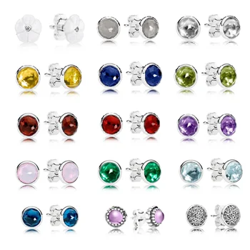 LR 2022 Trend Charm Jewelry 100% Стерлингового Серебра S925 Пробы, Женские Серьги С Бесплатной Доставкой, Роскошный Качественный Цветной Драгоценный Камень, Круглый