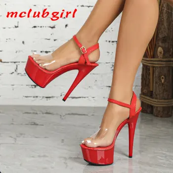 Mclubgirl/ 2023, Весенние Женские Босоножки на прозрачном Каблуке, Пикантные Босоножки на платформе, 15 см, Обувь для девочек, для Вечеринки, Клуба, Прямая продажа, LFD-B3526