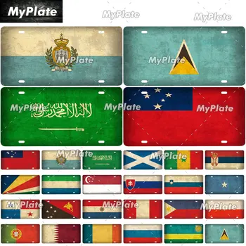 [MyPlate] Винтажный Флаг Страны Название P-S Номерной Знак Жестяная Вывеска Металлическая Табличка Украшение Дома Магазин Бар Паб Плакат Металлическая Стена
