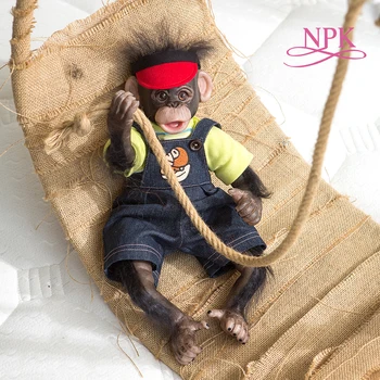 NPK Original 40 см, детальная роспись ручной работы, Возрожденные Премиальные орангутанги, черная обезьяна, коллекционное искусство, высококачественная кукла