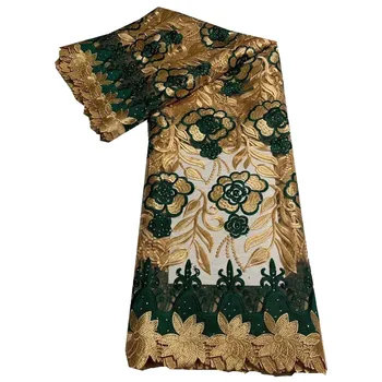 SJ Lace 2021 Высококачественная Тюлевая вышивка, Африканское Гипюровое кружево, камни, Французская Сетчатая кружевная ткань, платье из Нигерийской кордовой ткани d5-58