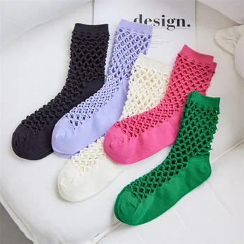 SP & CITY Корейские модные Летние Сетчатые Носки в сеточку, Женские Цветные трендовые Открытые носки в стиле харадзюку, Хипстерские дышащие короткие носки