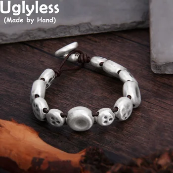 Uglyless Унисекс 990 Серебряные браслеты с полыми донышками, Тайский Серебряный Веревочный браслет, Мужские и Женские украшения для отдыха, Винтажные Нейтральные браслеты