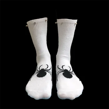 Y Demo Повседневные носки в стиле панк с заклепками и паучьим принтом в готическом стиле, эластичные носки в стиле рок-Спаркс