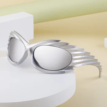 Y2K Millennium Ветрозащитные женские трендовые личностные аномалии, высококачественные мужские спортивные солнцезащитные очки, фирменный дизайн UV400