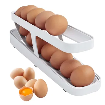 Автоматический диспенсер для яиц в холодильнике, держатель для выкладки яиц, контейнер для хранения яиц с прокруткой, Органайзер для яиц в холодильнике для кухни