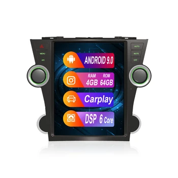 Автомобильный мультимедийный плеер ZWNAV Tesla Style для Toyota Highlander 2009-2013 Android 9.0 Экран Аудио PX6 магнитола GPS трекер