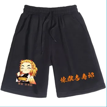 Аниме Короткие штаны Demon Slayer Rengoku Kyoujurou Повседневные Свободные пляжные хлопчатобумажные шорты для мужчин