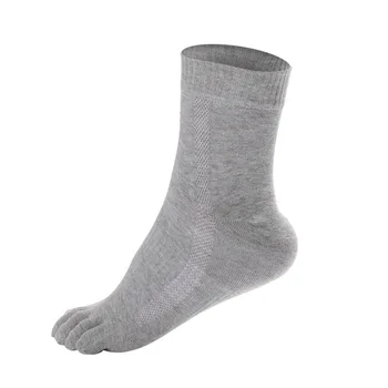Антибактериальные носки с пятью пальцами, однотонные хлопчатобумажные носки с пятью пальцами, мужские носки средней длины, Однотонный дышащий спортивный комплект носков