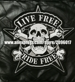Большая вышивка черепа бесплатные нашивки байкерские значки для куртки, жилета, одежды, нашивки для одежды, бесплатные аппликации