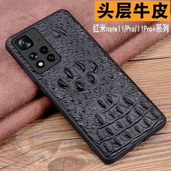 Горячие продажи Нового роскошного чехла для телефона Genuinnew из натуральной кожи с 3D крокодиловой головой для Xiaomi Redmi Note 11 Pro Plus Cover Case