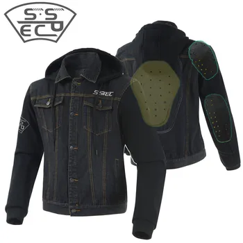 Джинсовая повседневная мотоциклетная куртка, мужская Ретро куртка для езды на мотоцикле, Винтажная одежда Cafe Racer Moto с капюшоном, Осень-зима