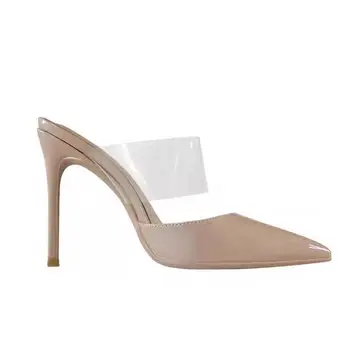 Женские летние тапочки Muller на высоком каблуке с острым носком, женская модная Женская обувь с металлическим украшением, женская обувь для вечеринок