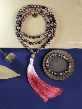 Женские ожерелья из 108 бусин Japamala, ожерелья из натурального камня с градиентной подвеской в виде кисточек, бесплатная доставка, прямая поставка