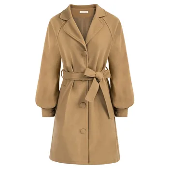 Женское бушлатное пальто Belle Poque Винтажная однобортная шерстяная верхняя одежда С длинным рукавом Реглан длиной до колен Зимнее пальто Наряды A30