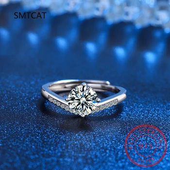 Женское обручальное кольцо с кристаллами из стерлингового серебра 925 пробы 3 карата D-цвет VVS1 Кольца с короной королевы Свадебные украшения