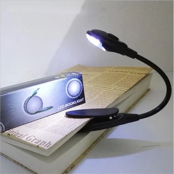 Зажим для чтения с подсветкой на книге Черный Заряжаемый от аккумулятора Гибкий светодиодный ночник для защиты глаз Мини Портативный студенческий светильник