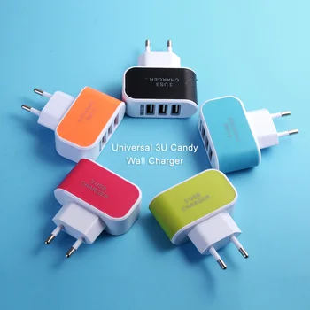 Зарядное устройство USB 100шт / 5В 2А, 3 порта, адаптер для настенного зарядного устройства для iPhone iPad Samsung, зарядка для мобильного телефона, зарядное устройство ЕС для Samsung