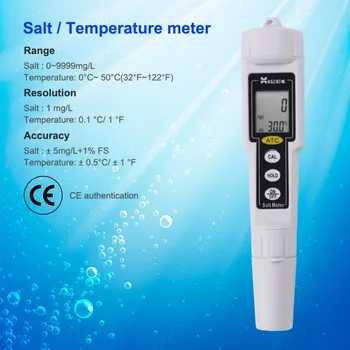 Измеритель соли Цифровой Салинометр Водонепроницаемый Диапазон испытаний 0-9999 мг/л 0-5,0% Тестер Солености воды Солоноватый CT-3086 CT-3081 CT-3080