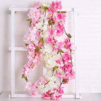 Искусственная Вишневая лоза, плющ, подвесной цветок, украшение свадебной арки, домашний венок, поддельное растение