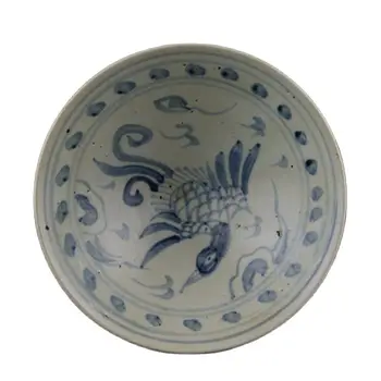 Китайская династия Юань, сине-белая ручная роспись, бамбуковая шляпа с рисунком феникса, чаша