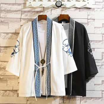 Китайские куртки, мужские японские кимоно, кардиган, куртка в стиле Харадзюку, верхняя одежда для пары, мужское пальто, винтажная уличная одежда