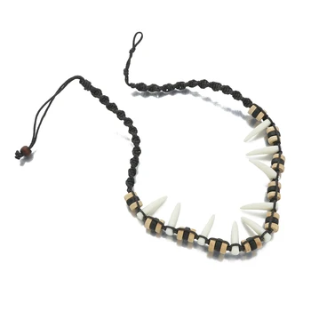 Колье с имитацией волчьего зуба в племенном стиле из смолы, ожерелье ручной работы в стиле ретро, подарок-амулет для мужчин и женщин