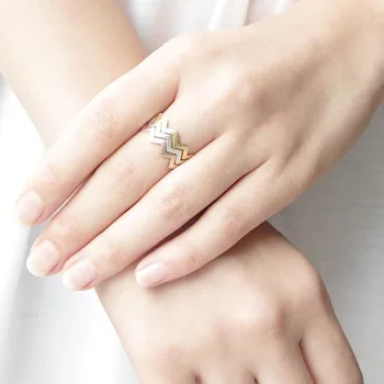 комплект из 3 предметов/гофрированное кольцо, волновое кольцо, модное повседневное кольцо с зигзагообразной лентой, женское простое кольцо для девочек, подарок, 3 цвета