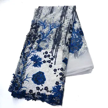 Кружевная ткань с африканской вышивкой из сетчатого кружева для свадебного платья 2021, Высококачественная французская кружевная ткань из тюля с жемчугом 09